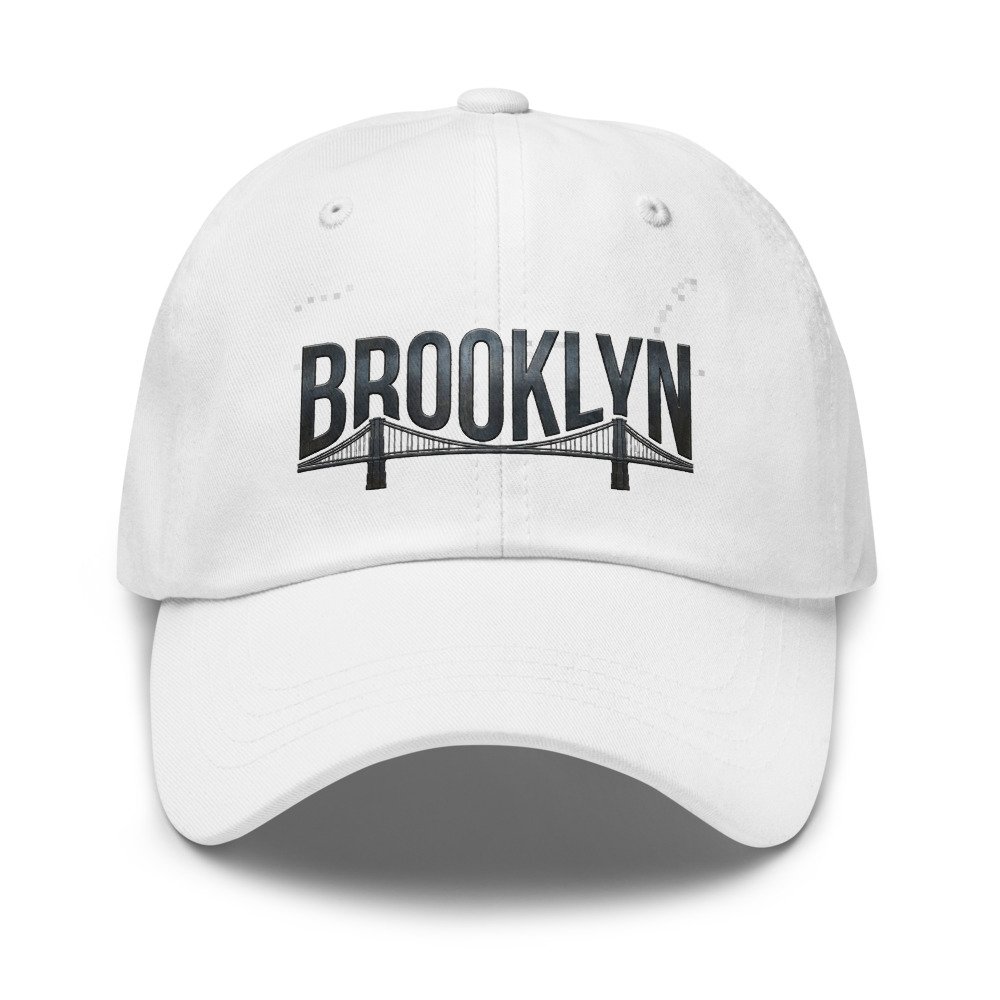 White snapback with Brooklyn design