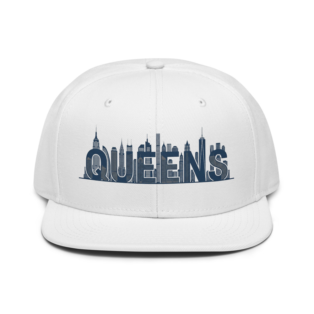 White snapback with QUEENS design