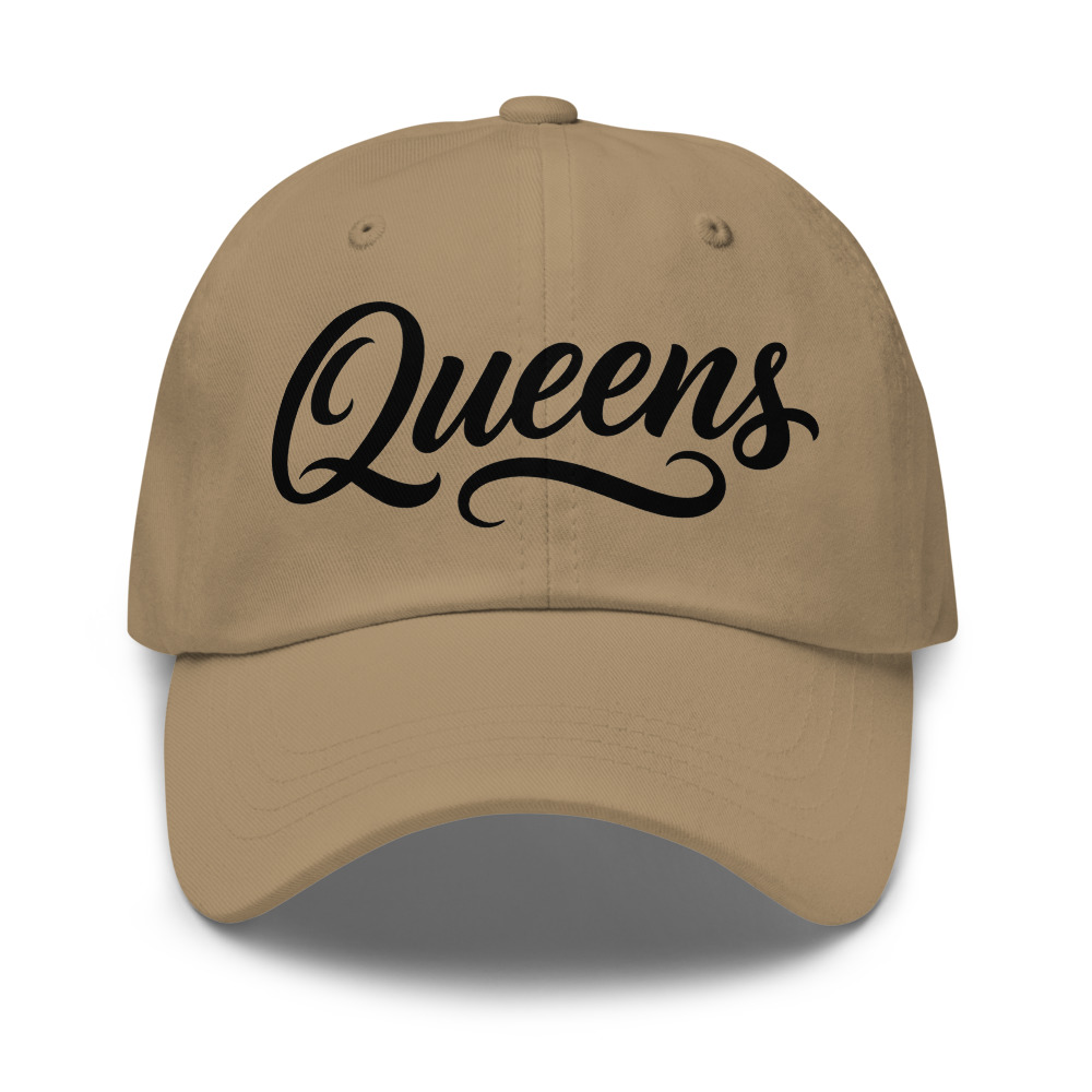 Khaki snapback with Queens design
