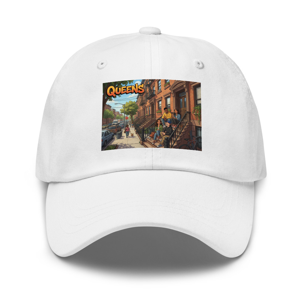 White snapback with Queens design